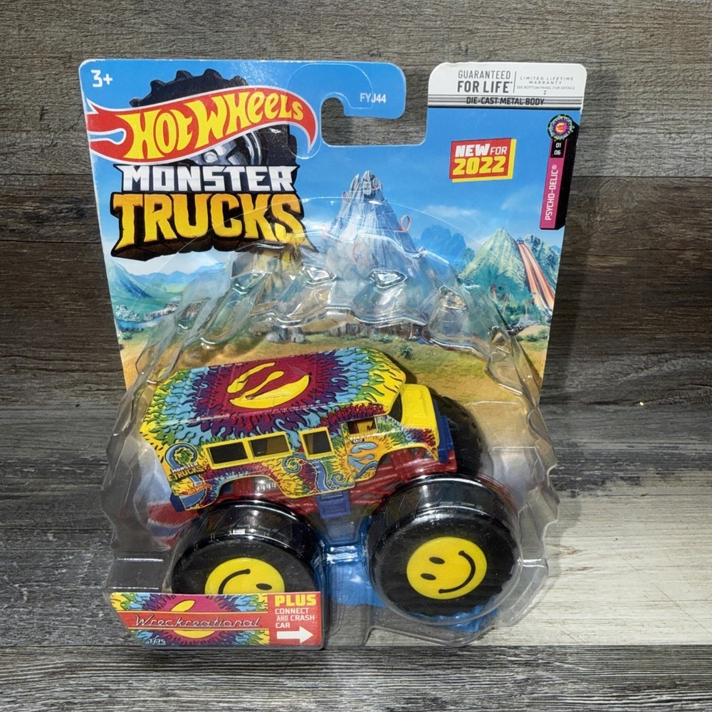 Hot Wheels Monster Trucks Wreckreational Psycho-Delic Damaged Package